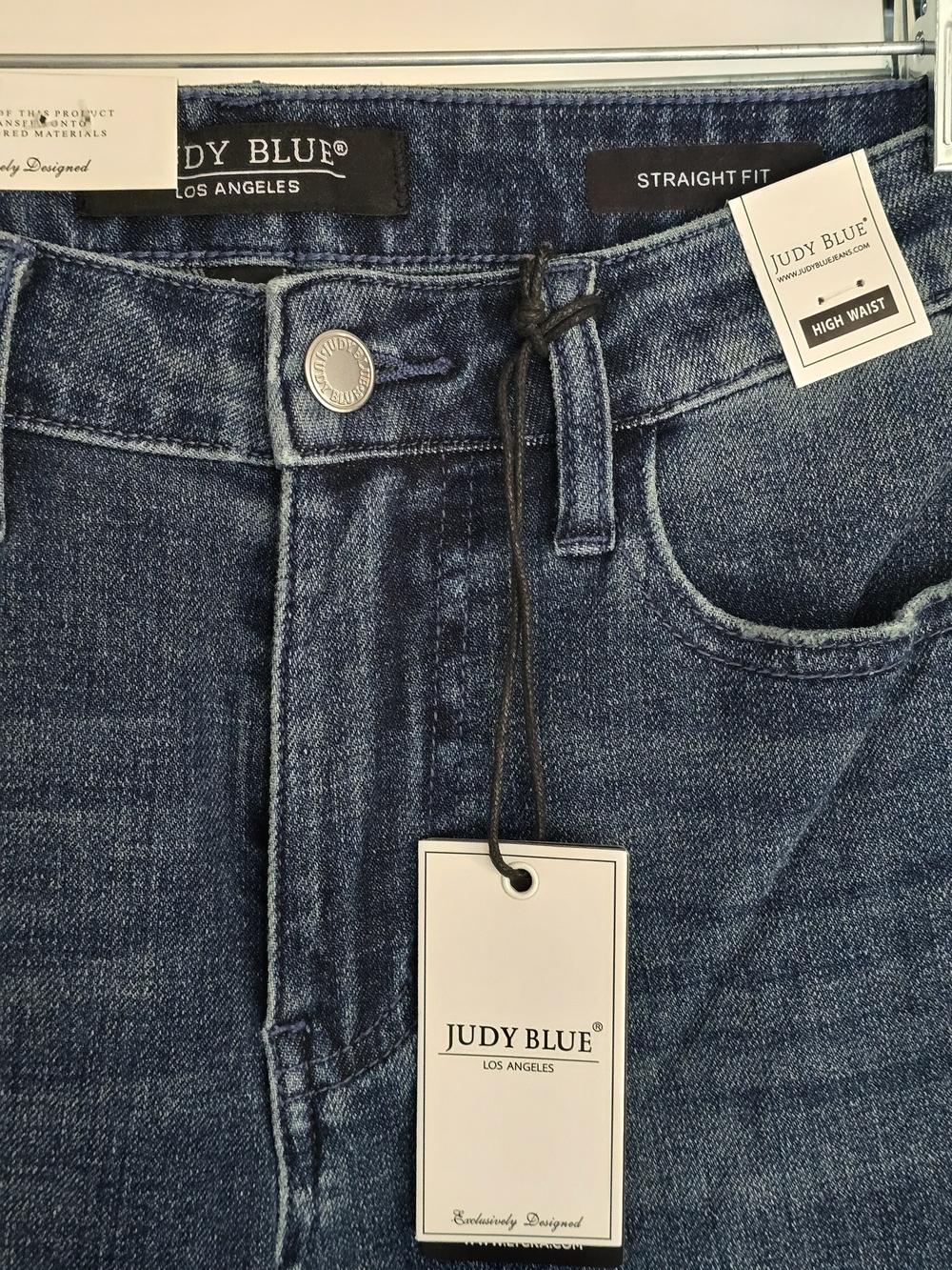 Judy Blue Dark Blue Side-Stud Wide Leg Jeans - Picture 2 of 3